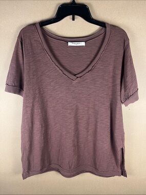 Project Social T LA Oversized VNeck Tee S Mauve Dusty Rose Side Slit Made in USA